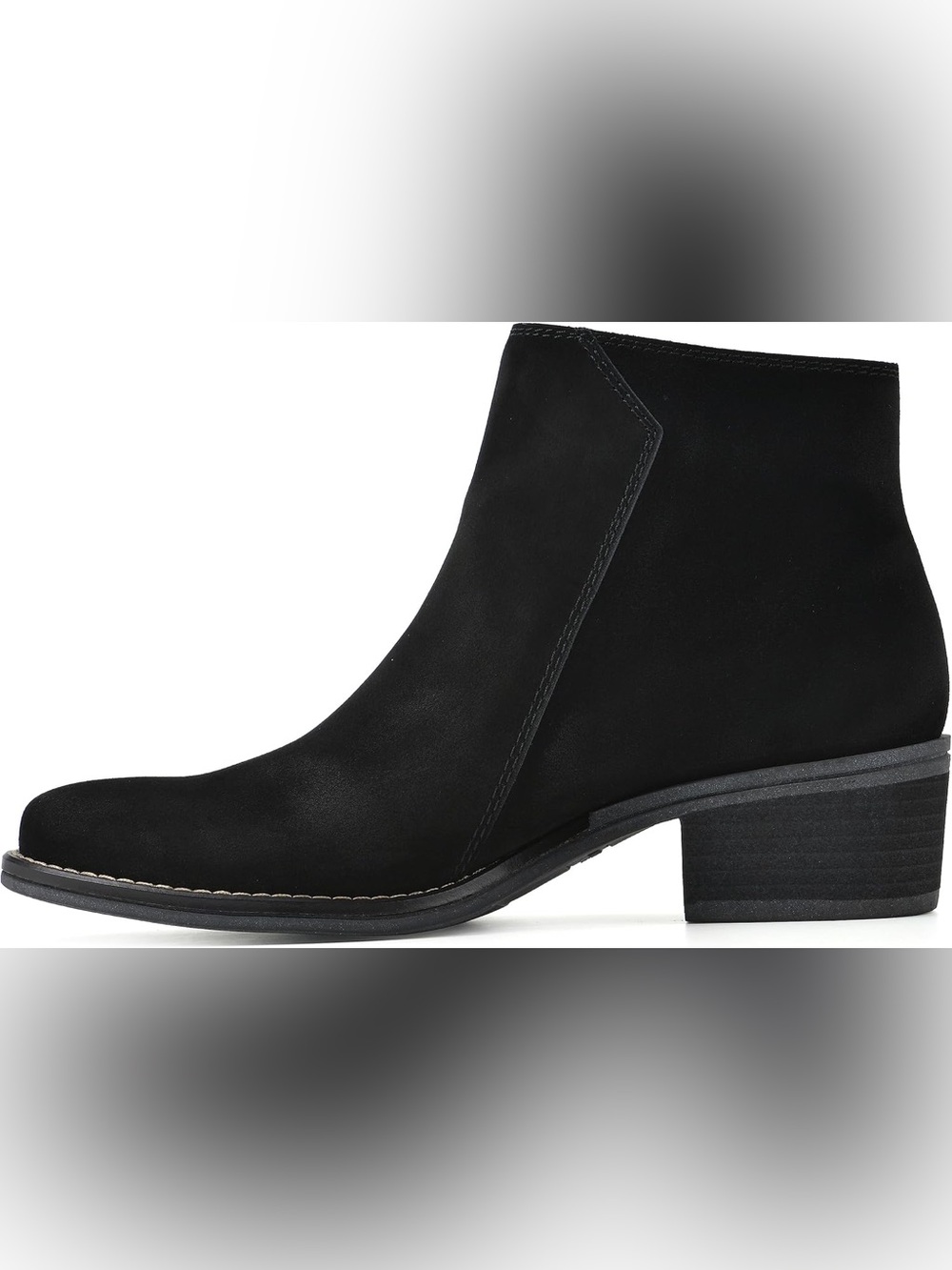 Genuine Black Suede Altos Ankle Boots, Side Zip, 2 inch Block Heel, Size 8 - Picture 2 of 11